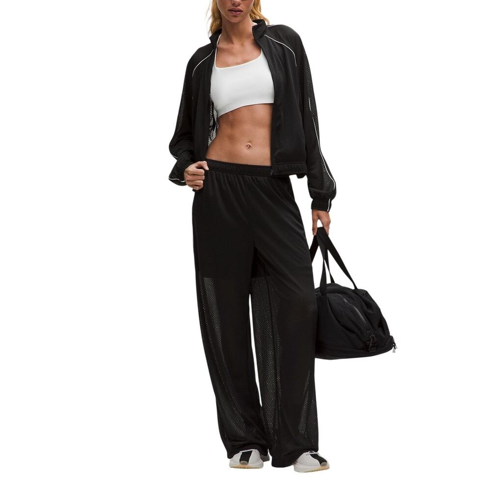 Lululemon Mesh Black High Rise Wide Leg Training Pants Size S